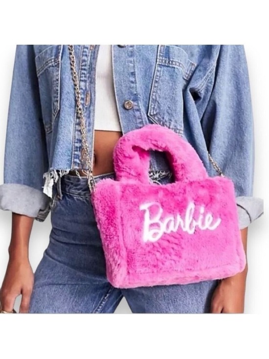 Barbie Handbags - Barbie & Skinnydip London Collaboration Pink Furry Crossbody RARE Purse Bag